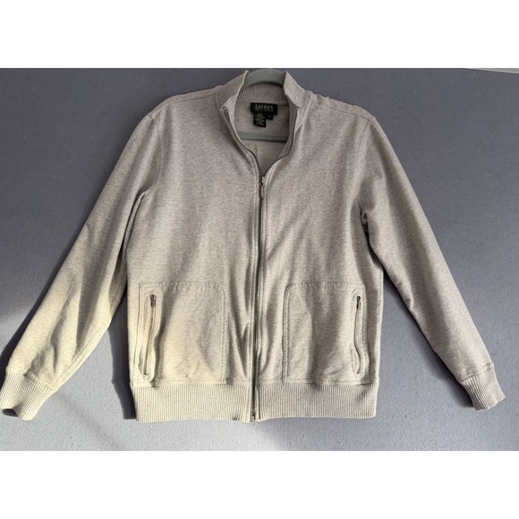 Lauren Ralph Lauren Sweatshirt Women L Full Zip Mock Neck Gray Spring Pickleball - Picture 9 of 13